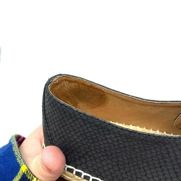 Joie Hemlock Leather Black Espadrille Sneaker Crocodile Print Sz 6 - Picture 5 of 6